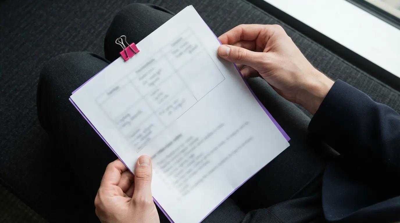 First-round interview notes beside a second-interview evidence sheet