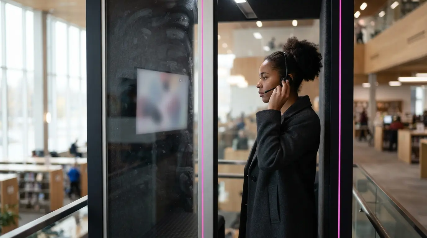 AI interview assistant free online trial in a public media pod