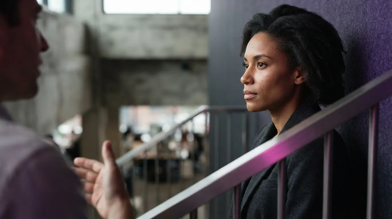 Candidate pausing before a leadership interview follow-up