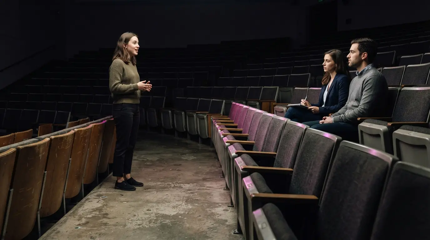 Interview questions for internships practiced in a university lecture hall