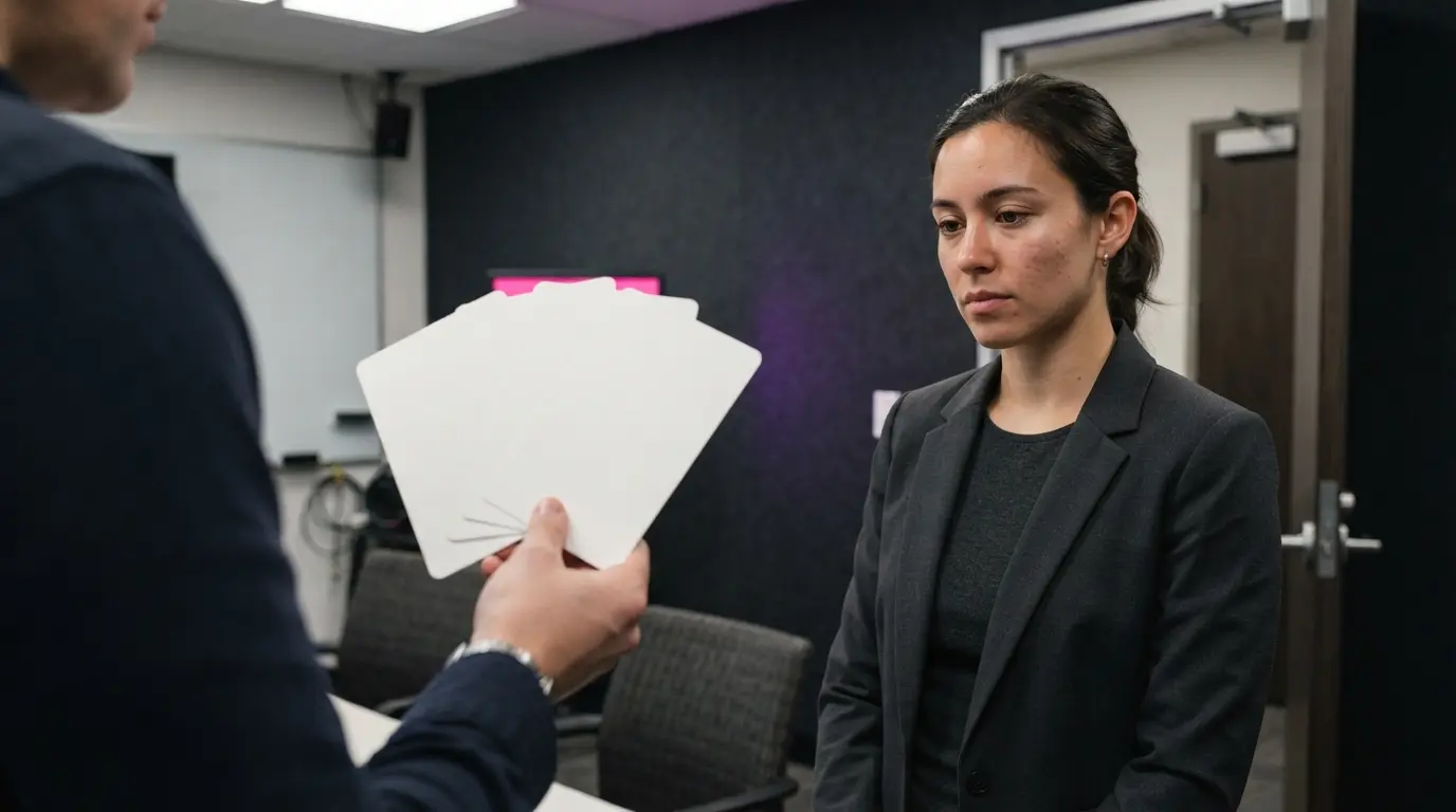 Situational interview questions discussed in an interview room