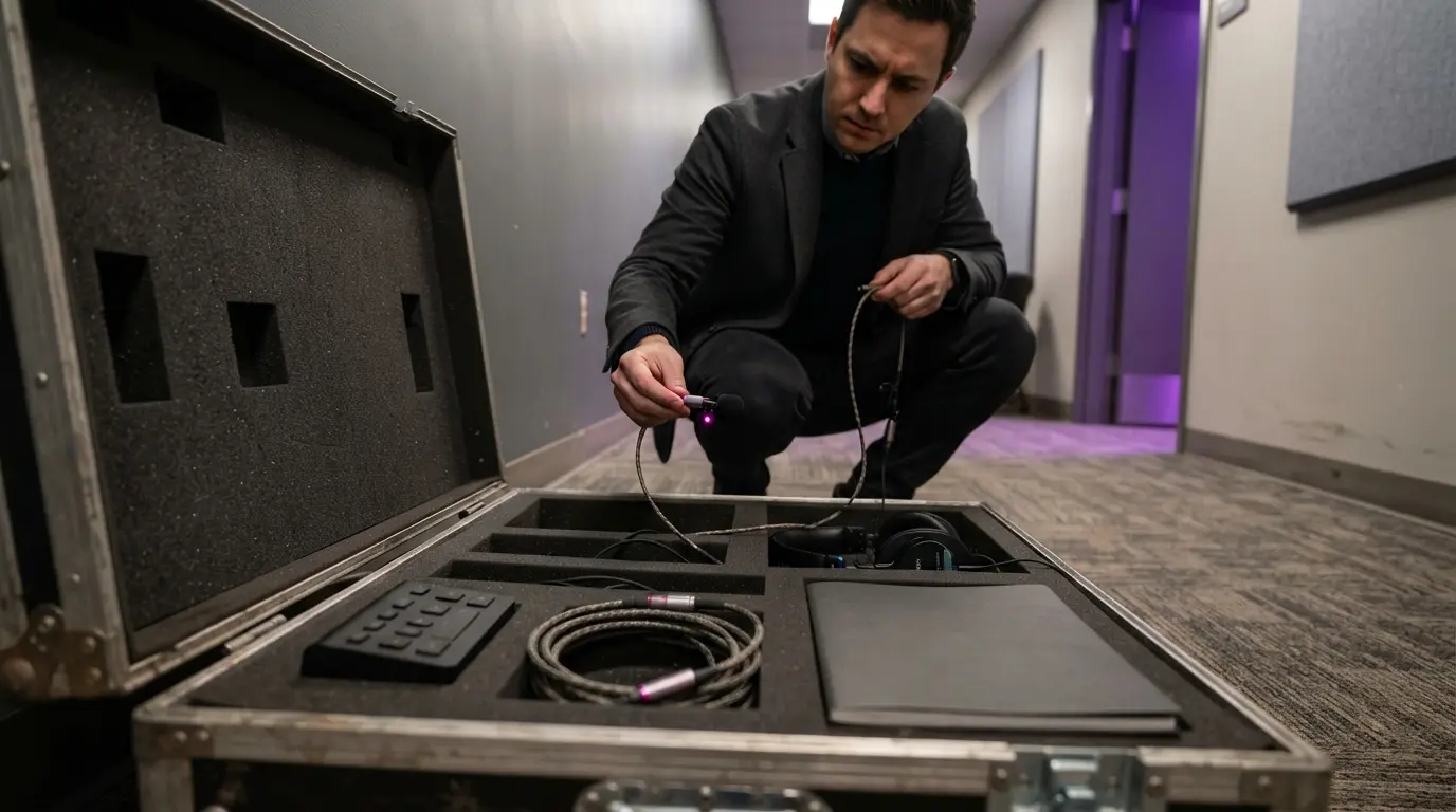 Candidate checking Verve AI interview setup equipment before a practice session